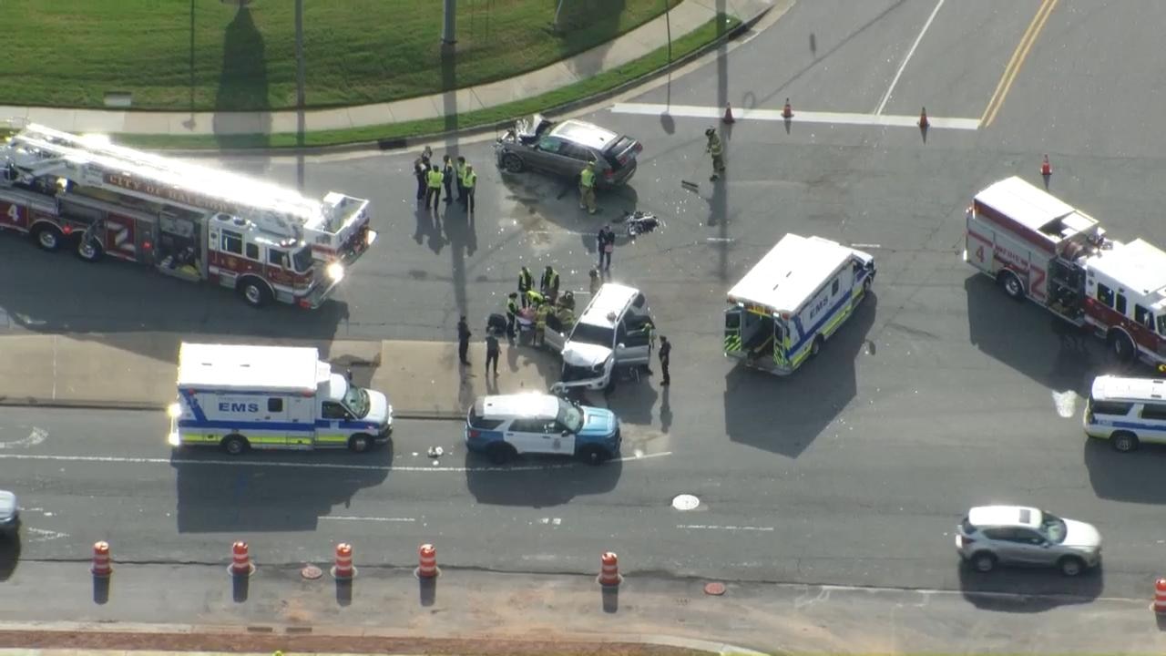 At least two vehicles damaged in crash on Six Forks Road in Raleigh