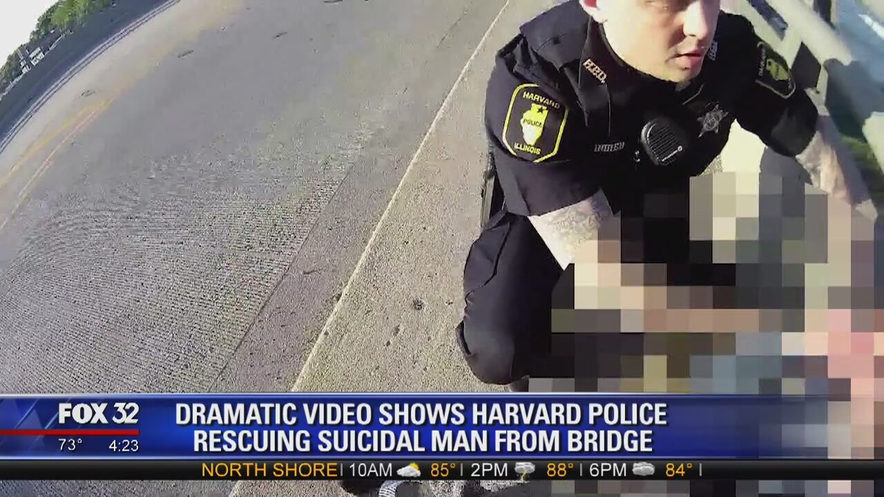 Dramatic video shows Harvard police rescuing suicidal man from bridge