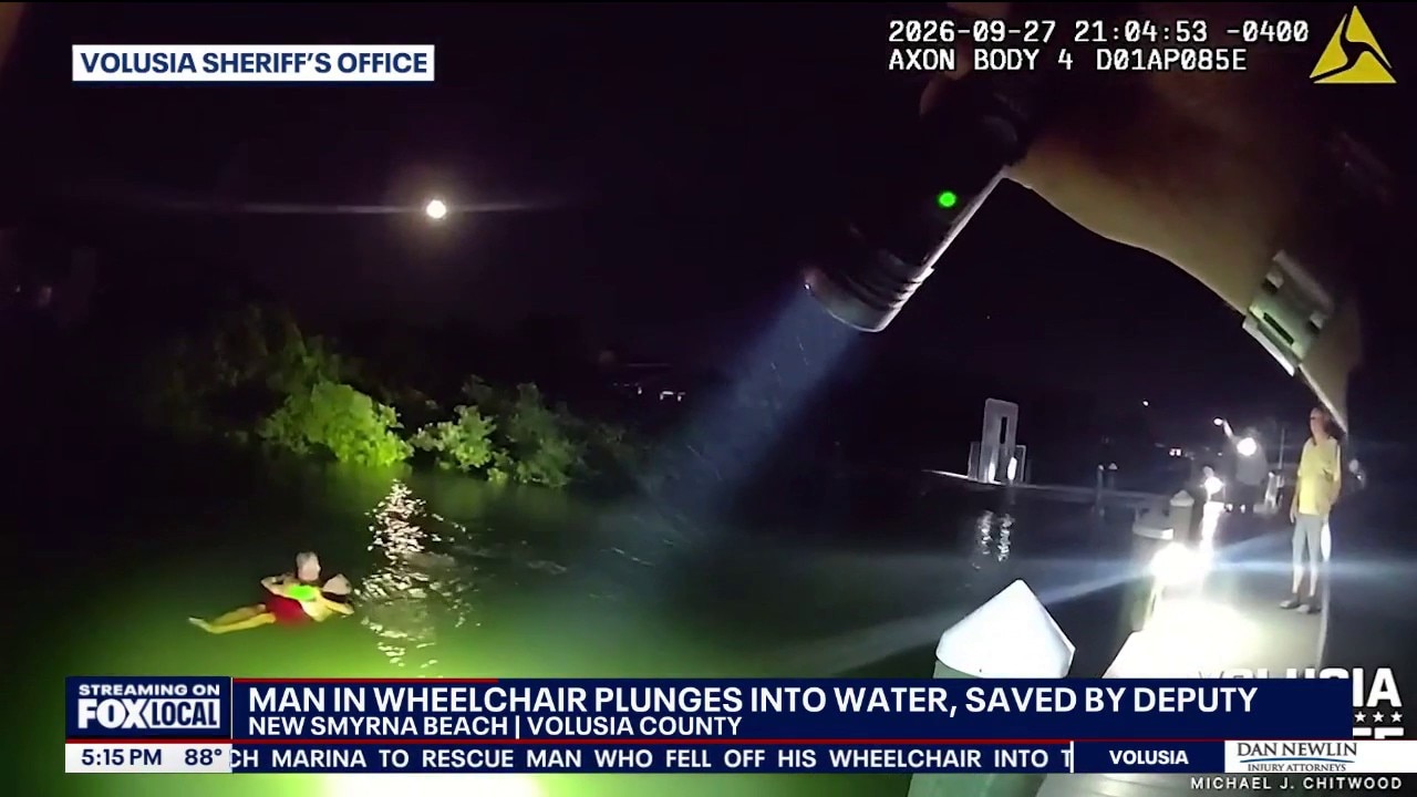 Man in wheelchair plunges into water, rescued by deputy