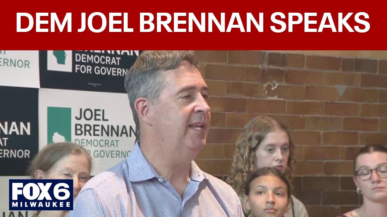 Democratic candidate for Wisconsin governor Joel Brennan speaks