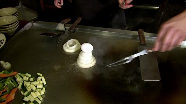 Laura makes a volcano at Shogun of Racine