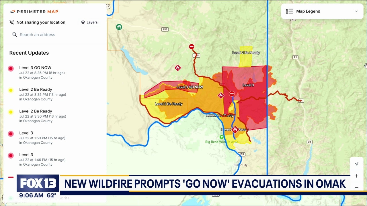 Red Flag Warning in effect in some WA areas, 'Go Now' evacuations in Omak