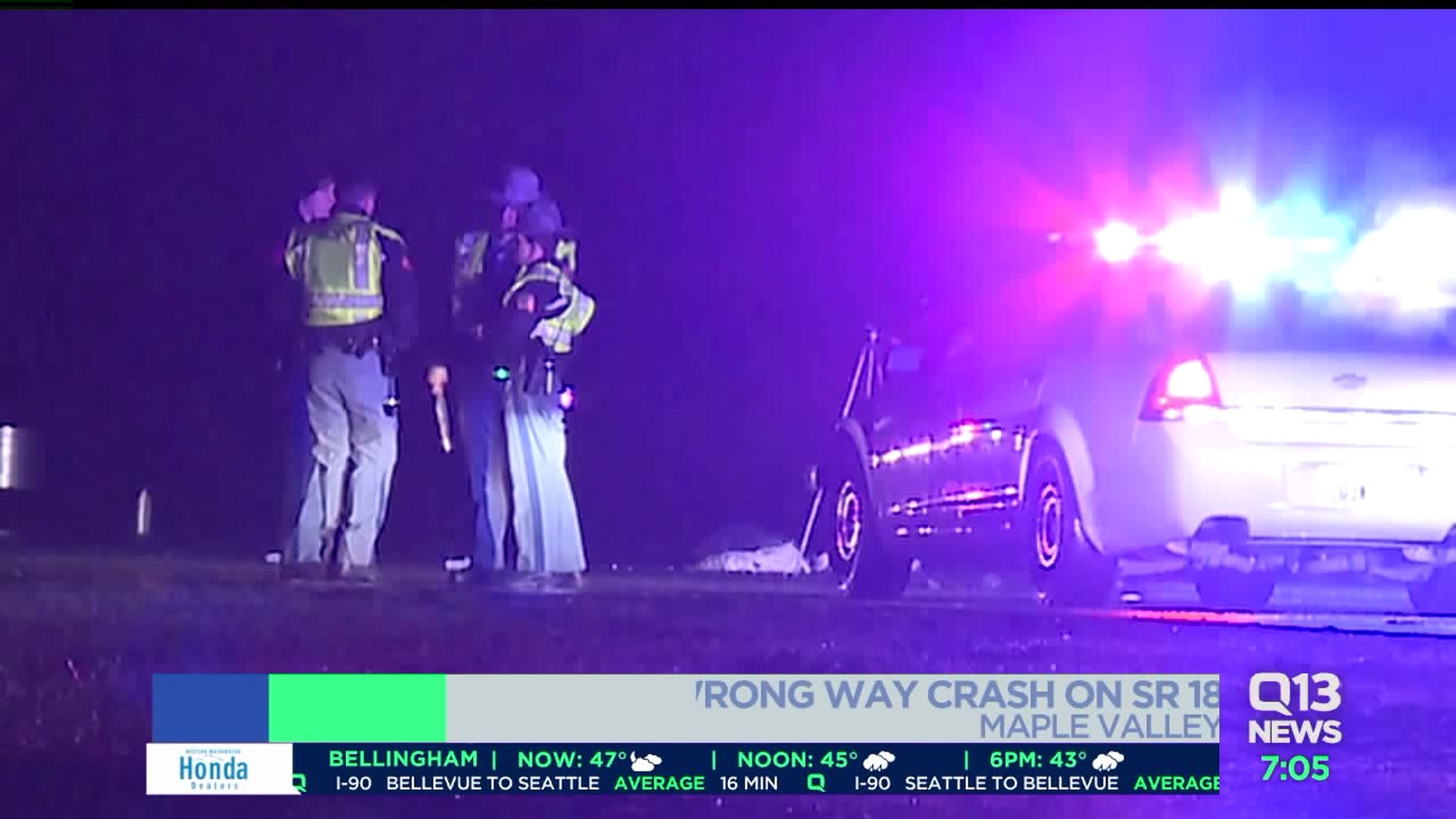 Deadly wrong-way crash on SR 18 in Maple Valley