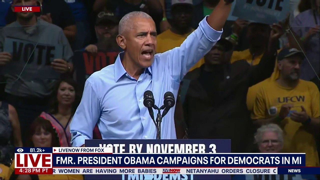  Former President Obama campaigns for Democrats in MI