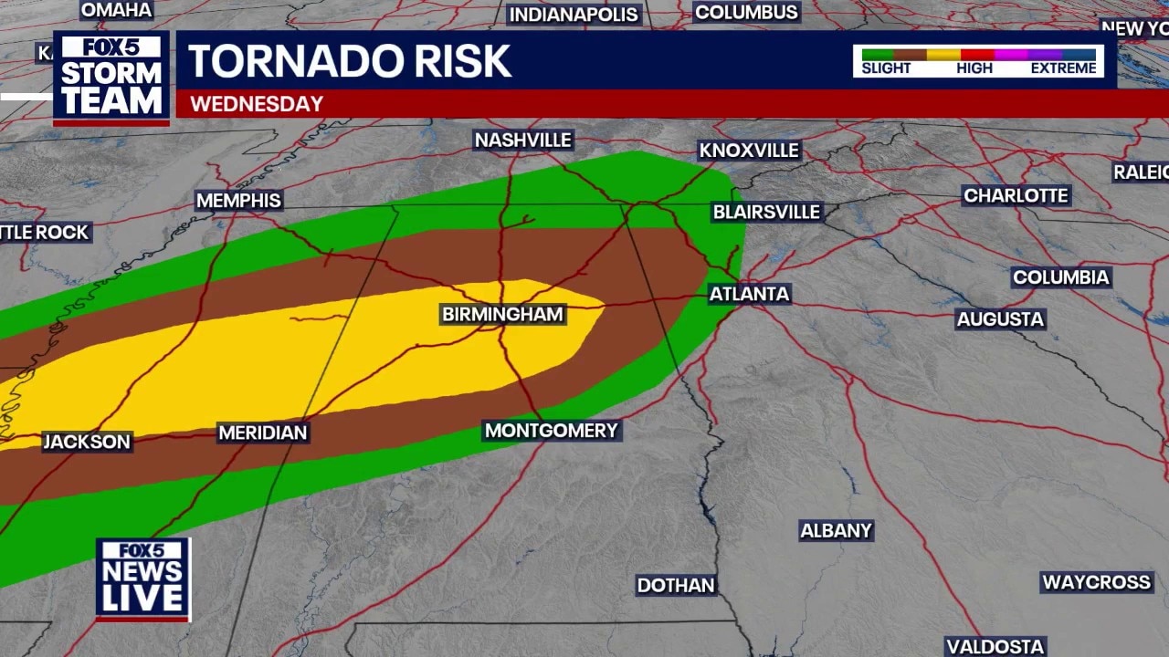 Metro Atlanta under level 2 severe risk Wednesday