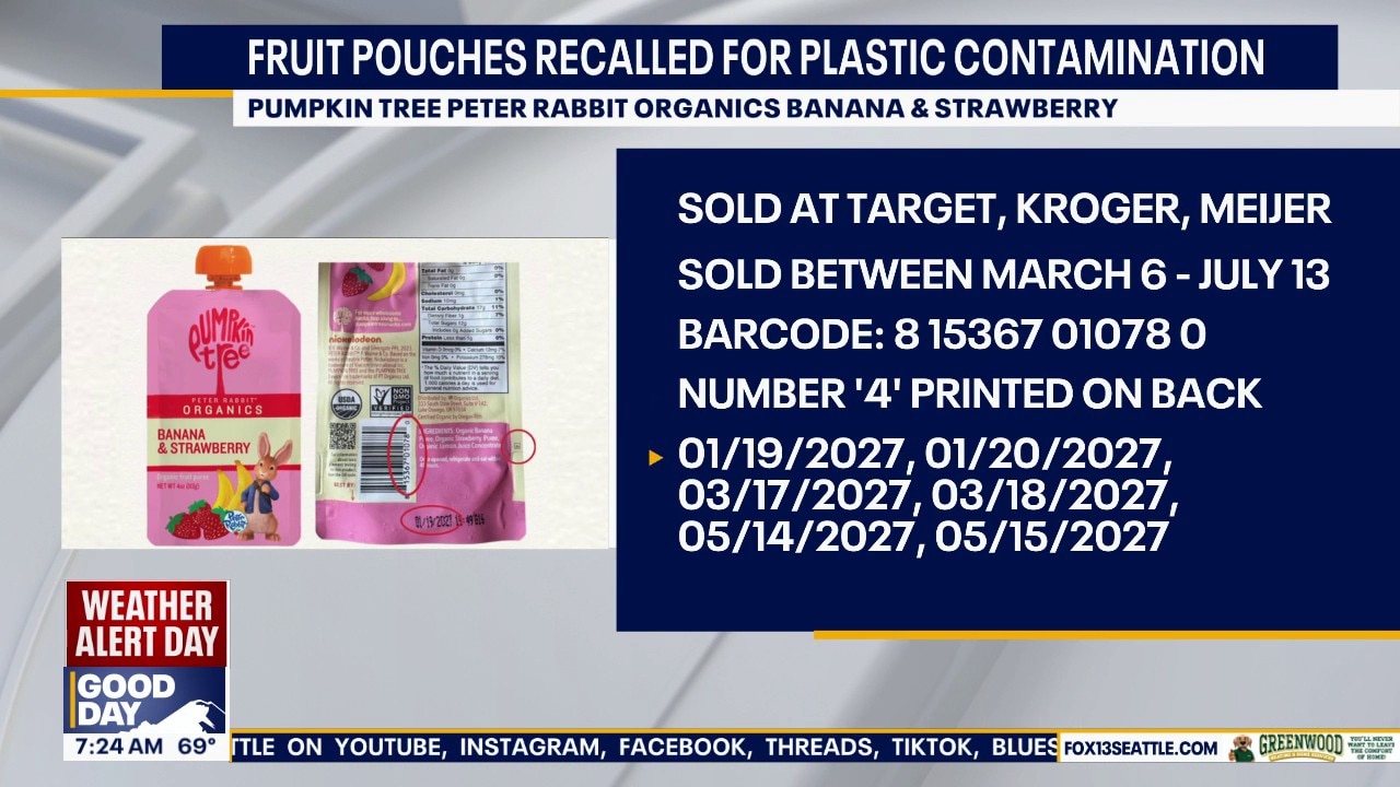 Fruit pouches recalled for plastic contamination 