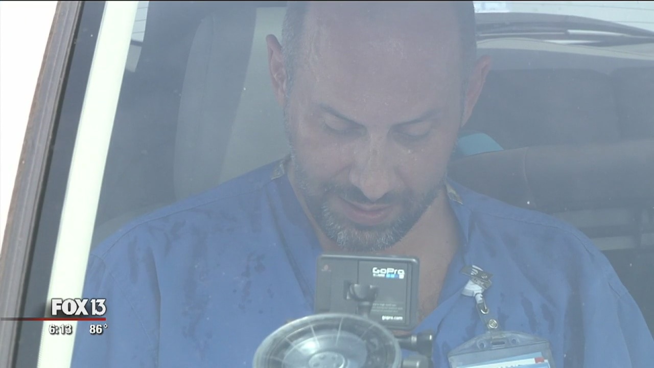 Hospital staff demonstrates being stuck in hot car