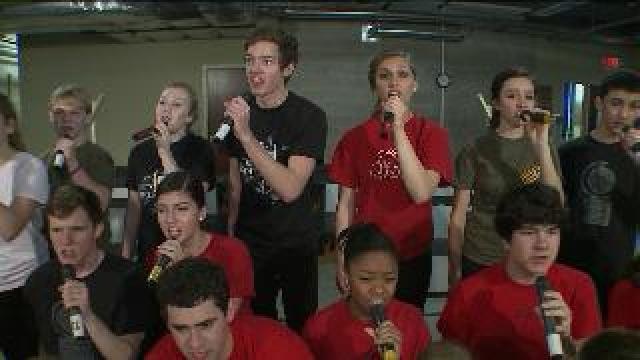 Main Street Song & Dance Troupe sings for Tony