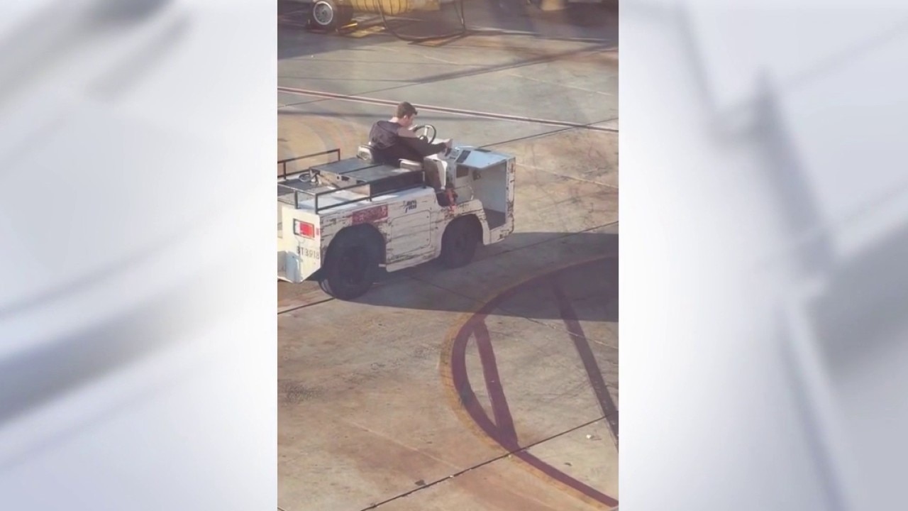 Man allegedly steals airplane tug