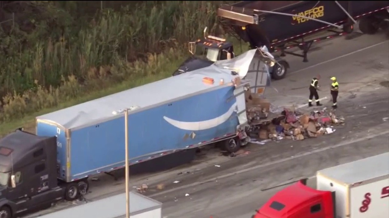 Amazon truck spills packages in I-80/94 crash