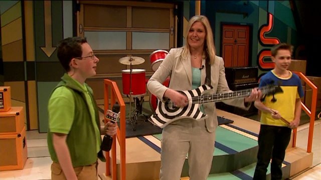 Laura talks with the lead from "Big Nate: The Musical"