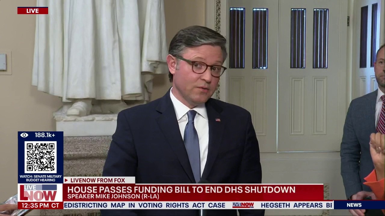 Johnson speaks after House passes DHS funding bill