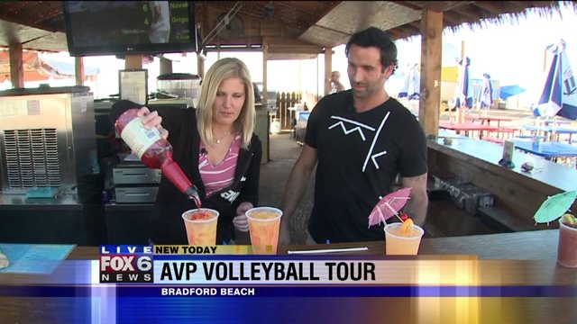 Laura checks out drinks you can get at APV Volleyball Tour