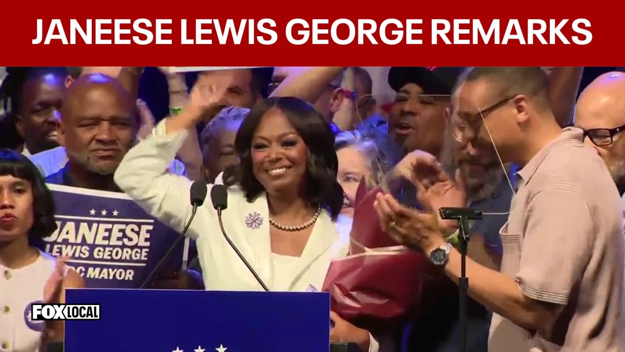 Janeese Lewis George gives speech on DC primary election night