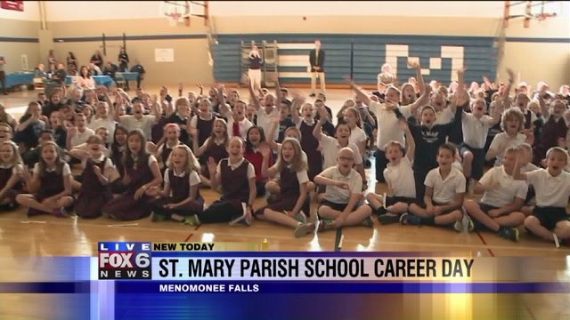 Chip talks with students about they want to be when they grow up