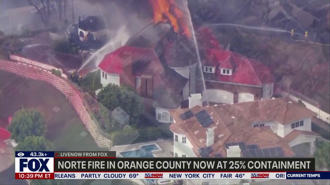 Norte Fire in Orange County now at 25% containment