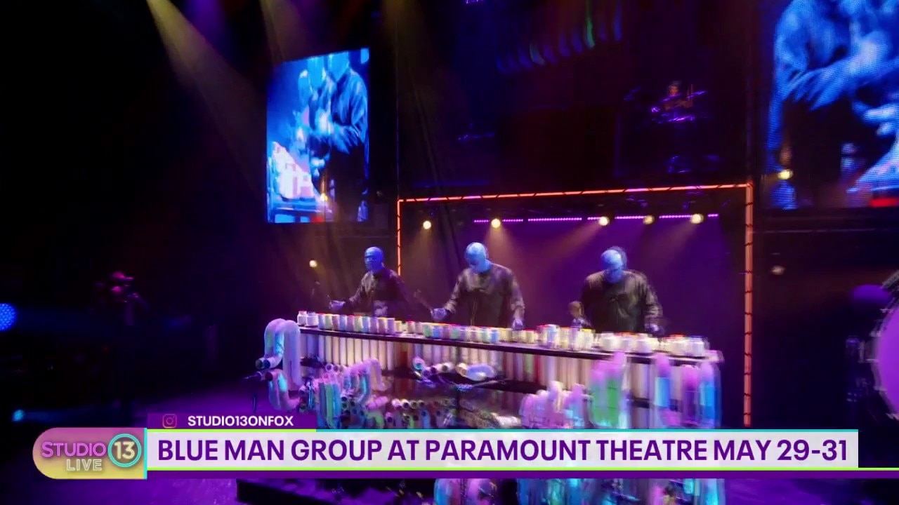 Blue Man Group performing at Paramount Theatre with Seattle drummer