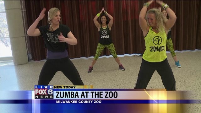 Laura gets a good workout while learning some Zumba moves