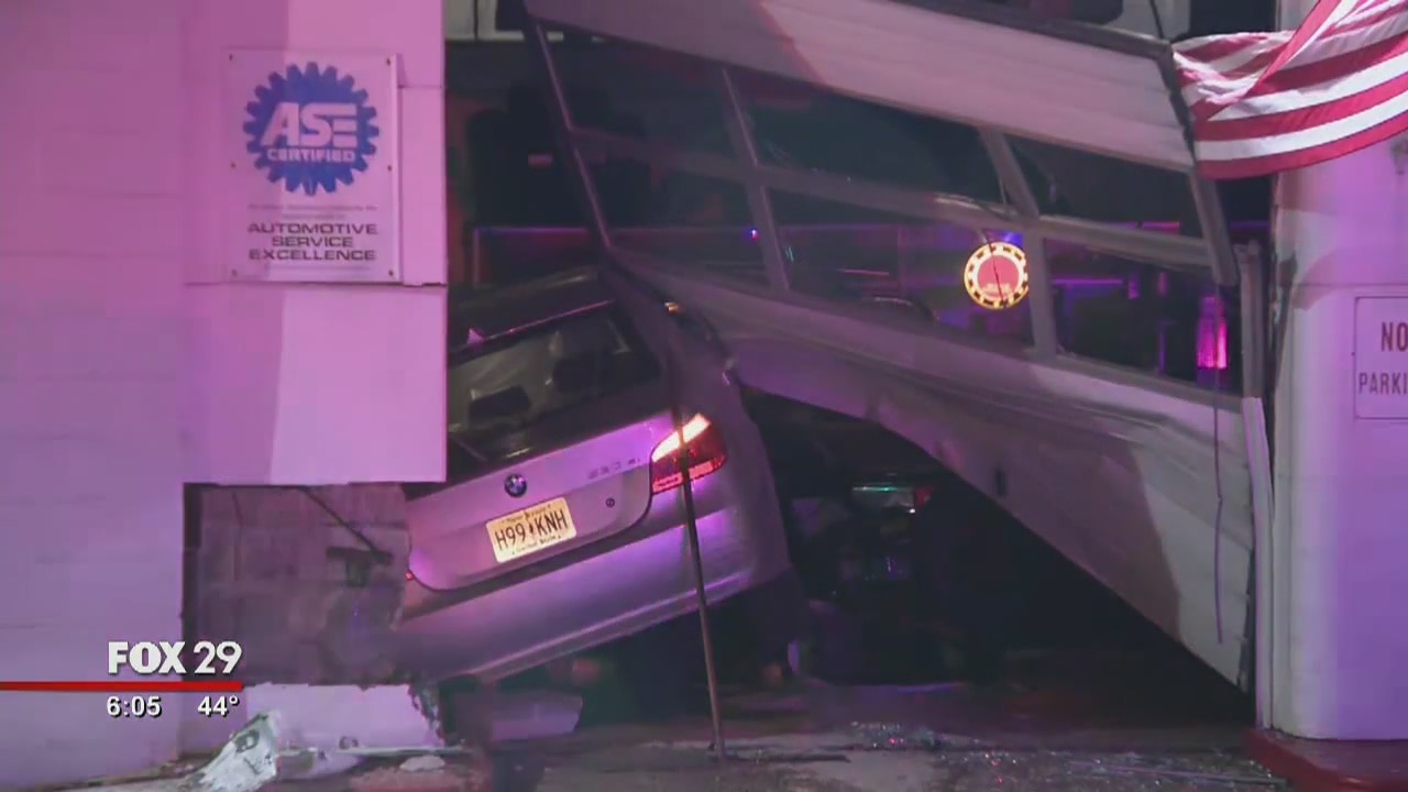 Car slams into auto repair shop in Mayfair, driver arrested