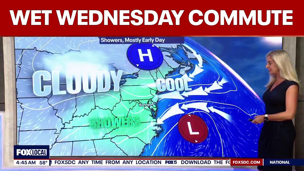 DC weather: Showers bring wet Wednesday commute, drier afternoon in the 60s