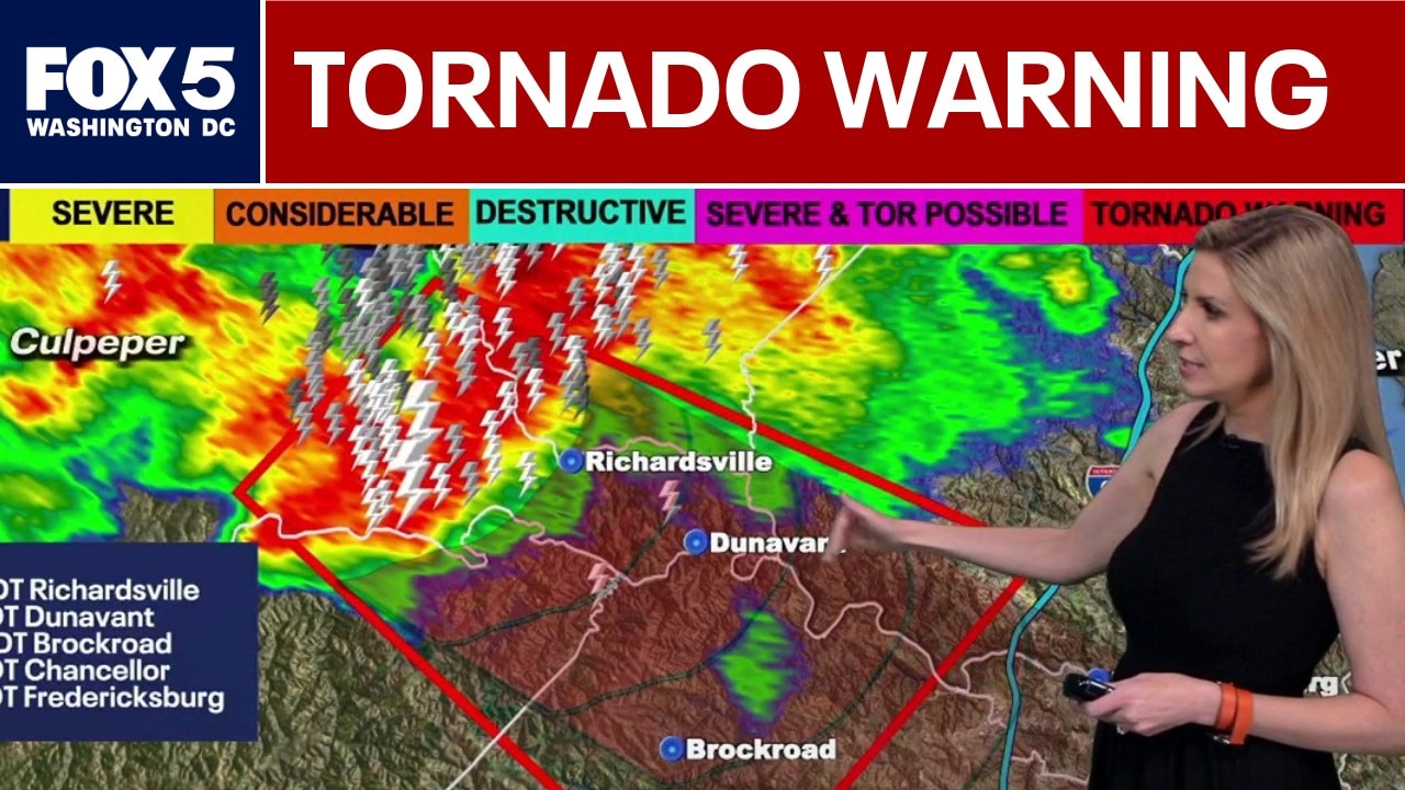 Tornado Warning issued for Culpeper, Stafford, Fauquier counties Tuesday