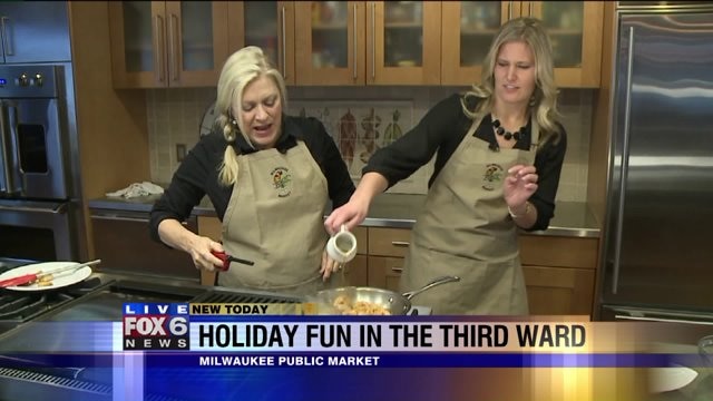 Laura gets a holiday cooking demo with Jill Nickerson from Milwaukee Public Market