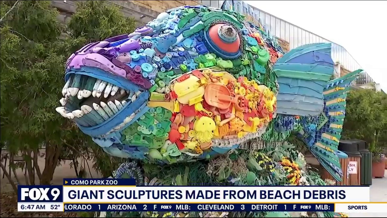 Ocean sculptures made from beach trash at Como Park Zoo