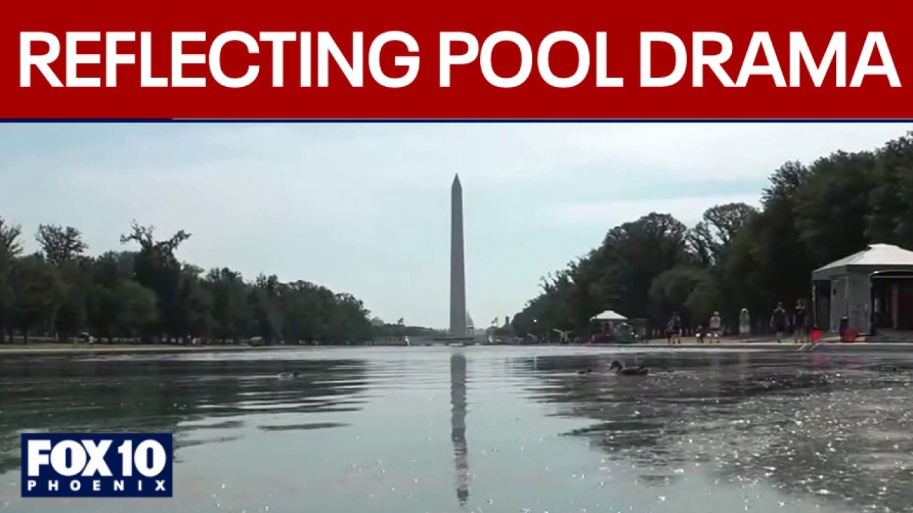 Trump blames vandals for damage as Reflecting Pool peels, appears "algae bloom green"