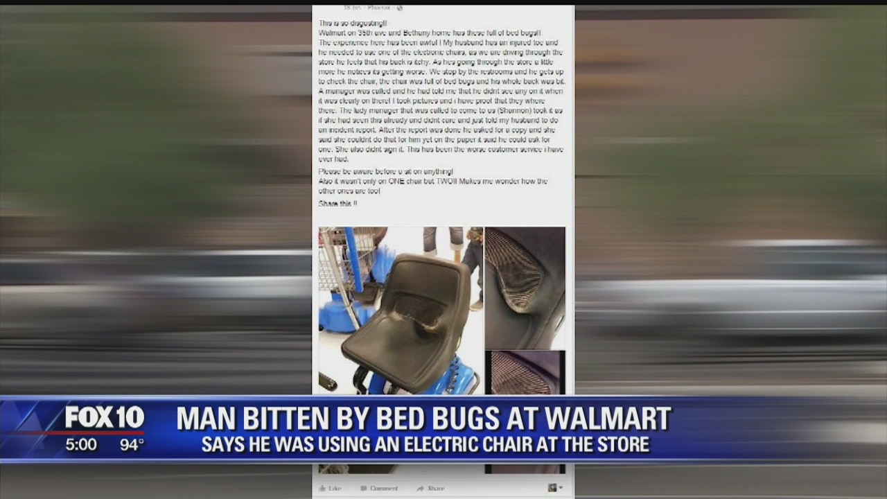 Man claims he was bitten by bed bugs while using Walmart cart