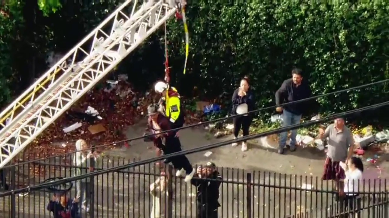 Crews rescue several people from the Pacoima Wash 
