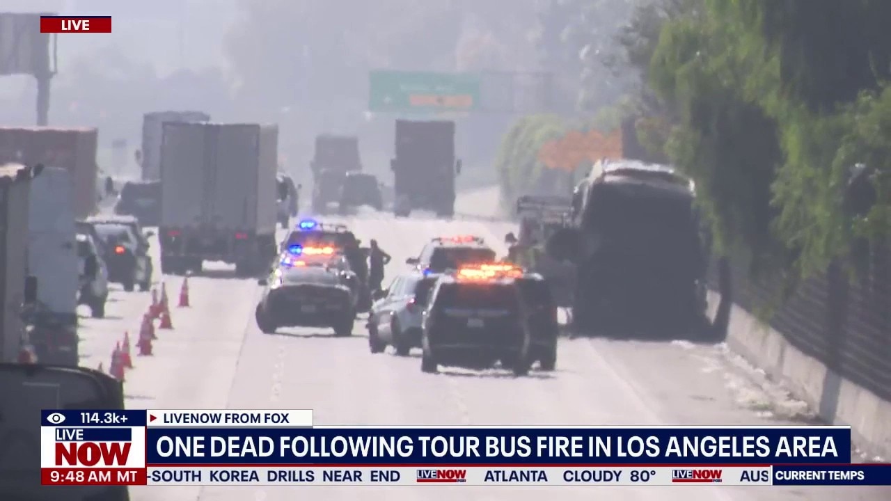 One dead following tour bus fire in Los Angeles area