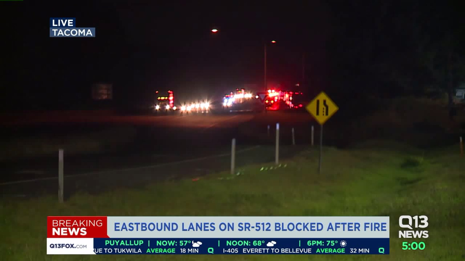 512 blocked after crash, truck fire
