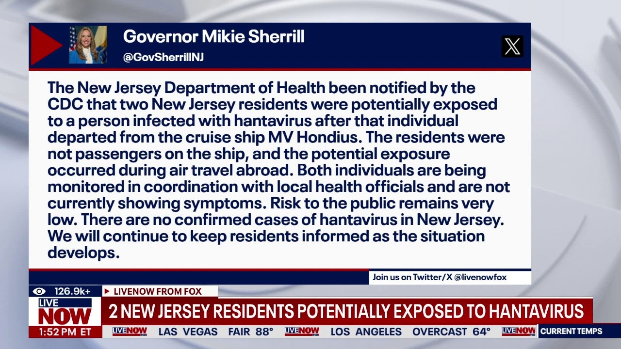 Two NJ residents potentially exposed to hantavirus