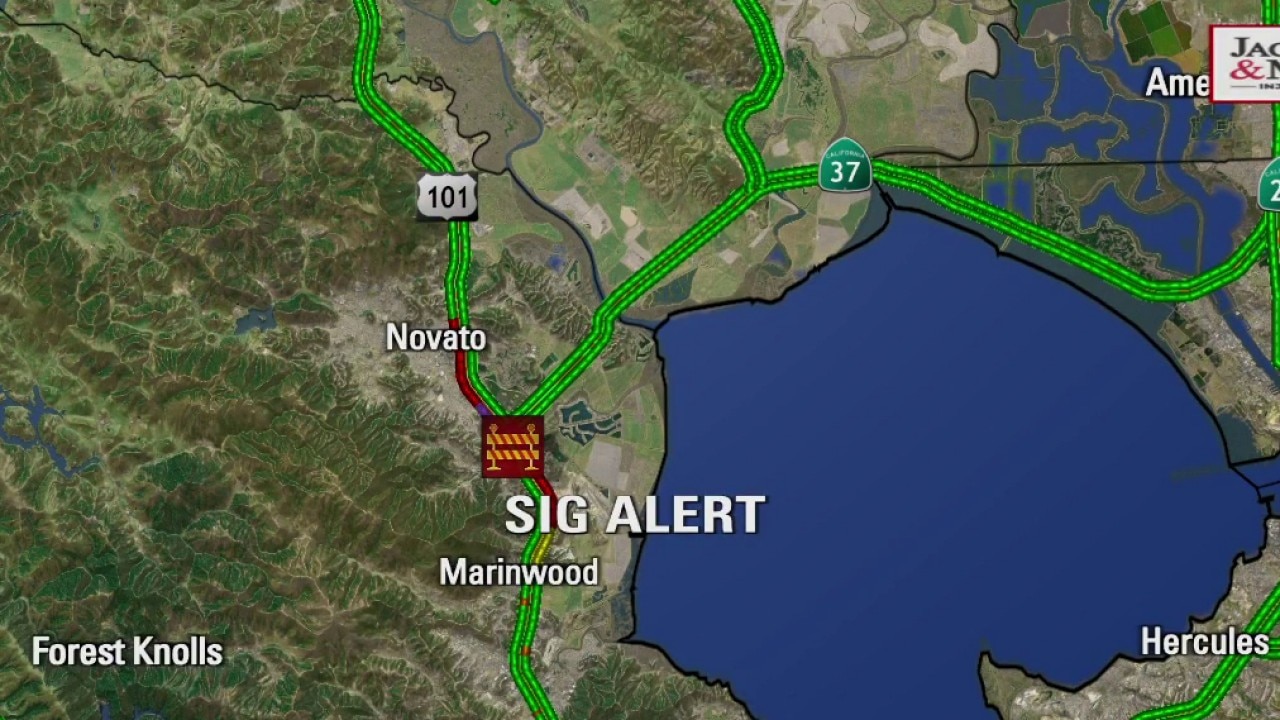 Crash, power lines down in Novato affecting US Highway 101 