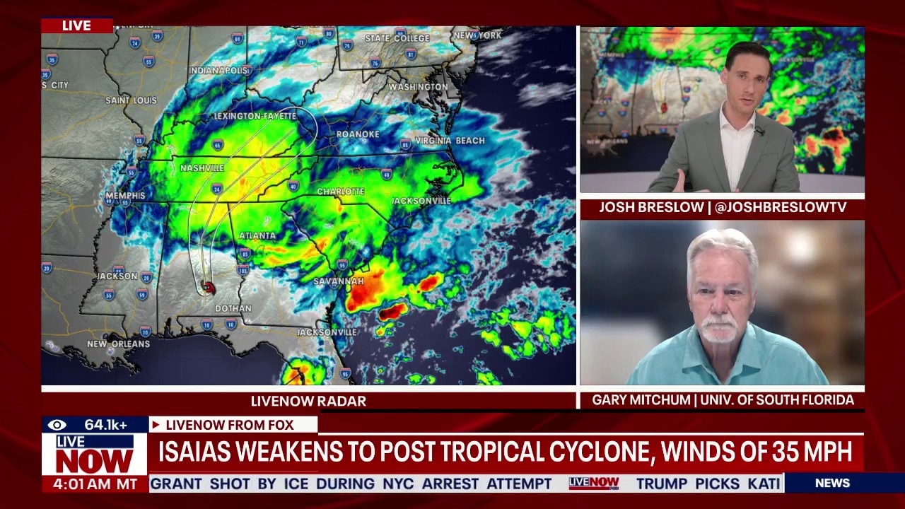 Isaias weakens but flood & tornado threats remain