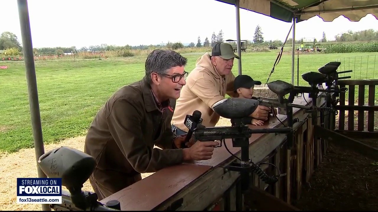 Getting in some paintball target practice at Carleton Farm
