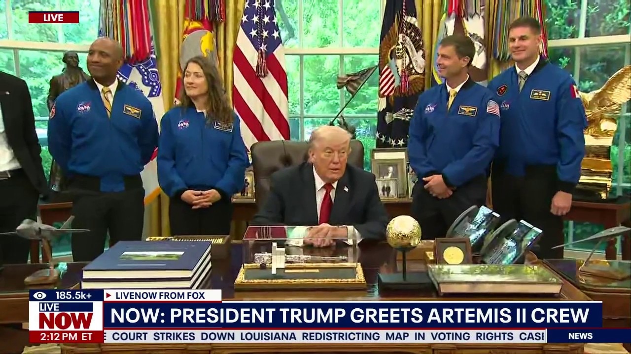 President Trump greets Artemis II crew in Oval Office