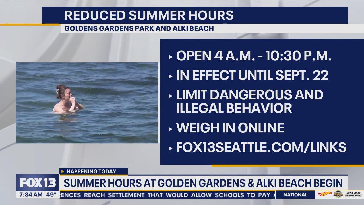 Reduced hours at 2 Seattle beaches
