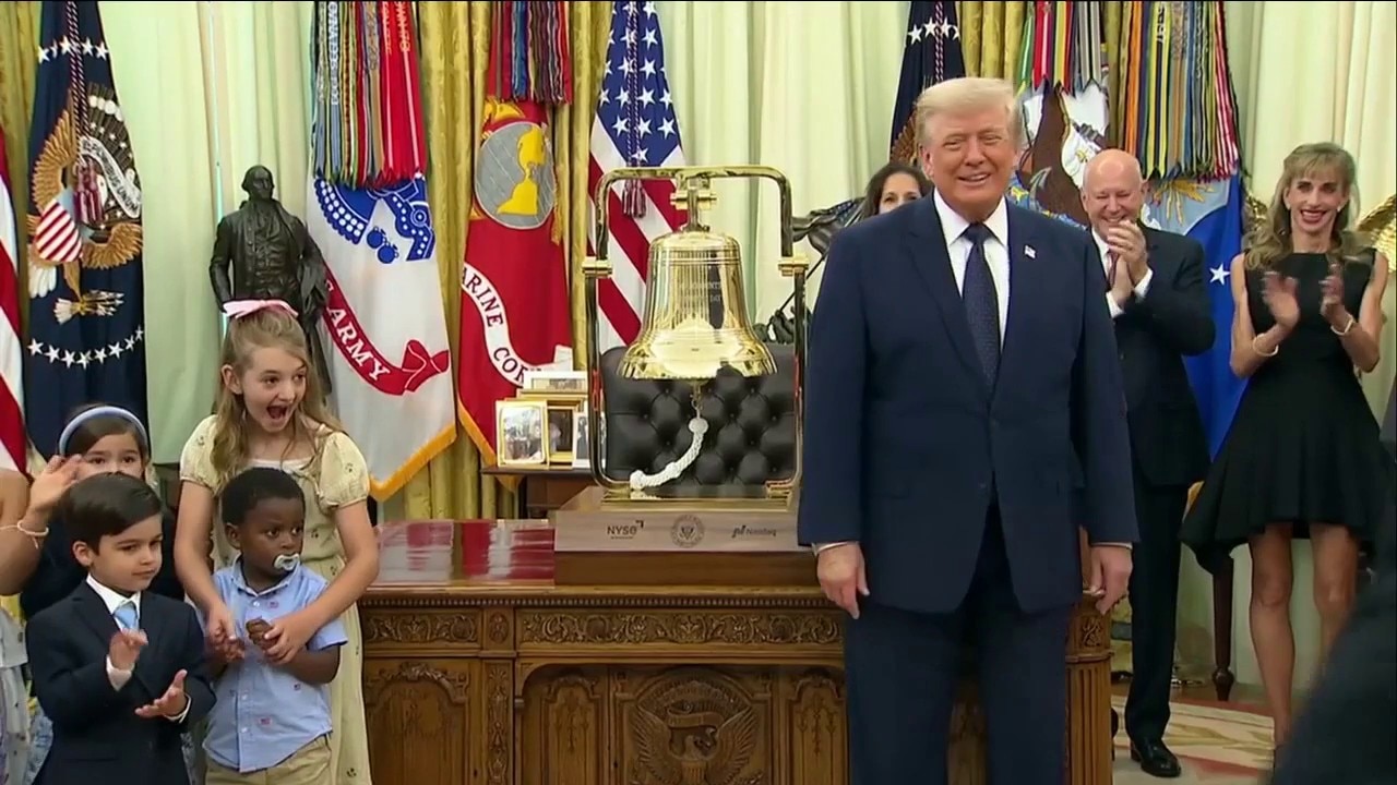 Trump rings NYSE bell to mark launch of Trump Accounts
