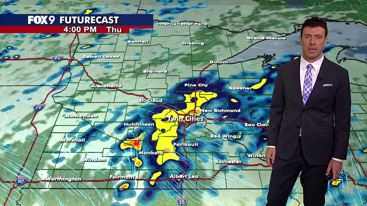 Cooler with scattered showers Thursday