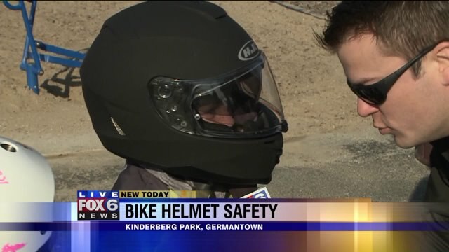 Chip talks bike helmet safety at Kinderberg Park