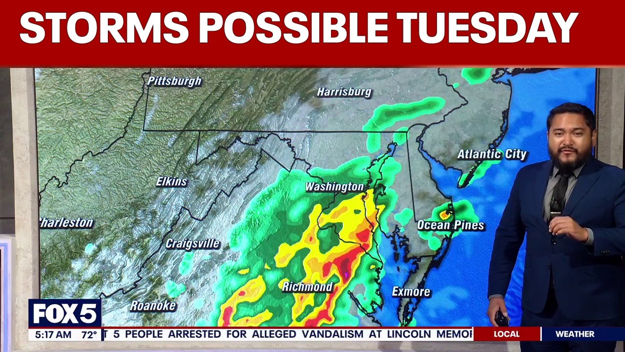 DC weather: Showers, possible thunderstorms Tuesday