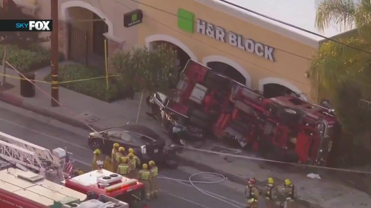 Firetruck flips over in Sun Valley