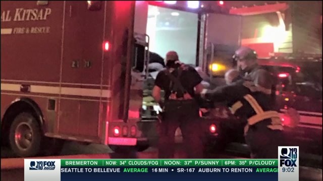Firefighter injured after falling through floor of Poulsbo home on fire
