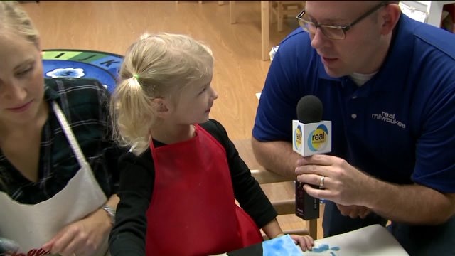 Kramp previews an art class at the Brookfield Center of the Arts
