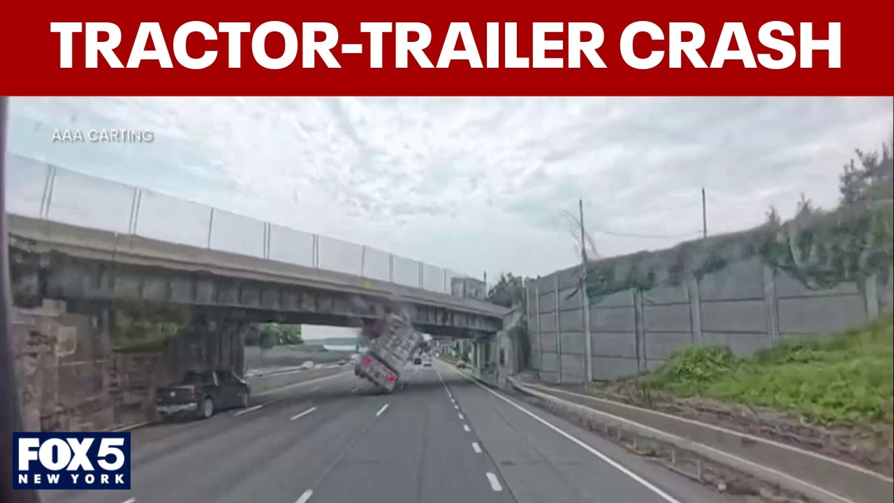 VIDEO: Tractor-trailer crashes into overpass on New York State Thruway