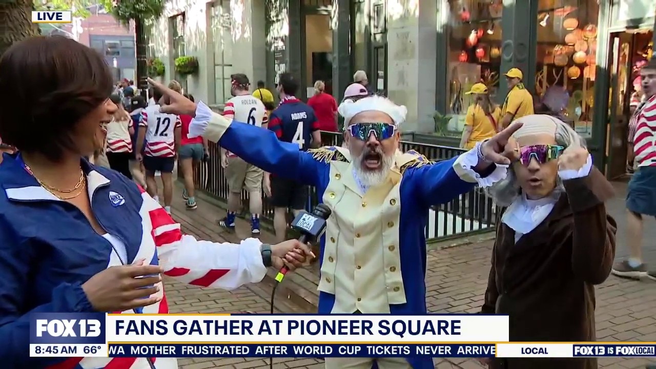 FIFA fans take over Seattle's Pioneer Square for USA vs AUS
