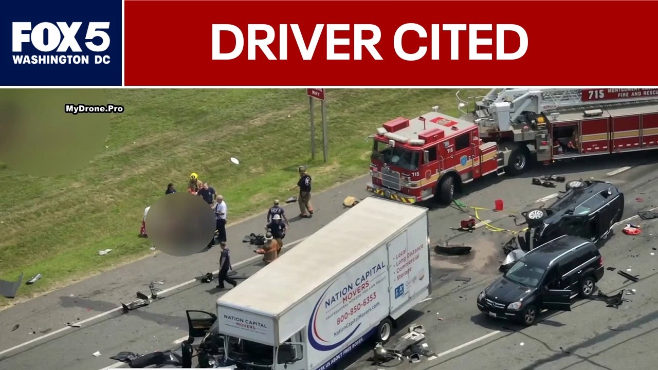 Moving truck driver cited after 10-vehicle crash
