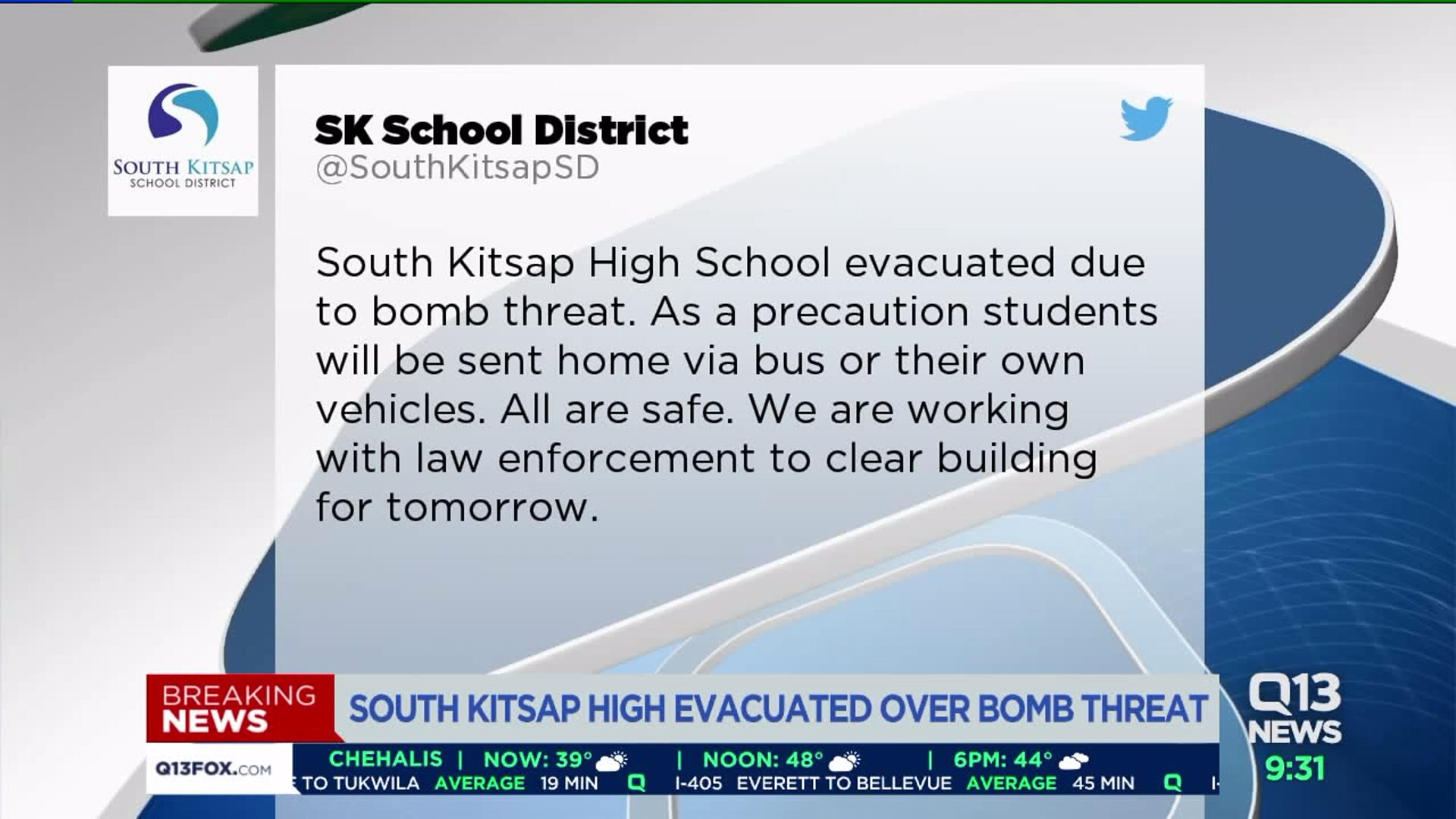 South Kitsap High School evacuated after threat