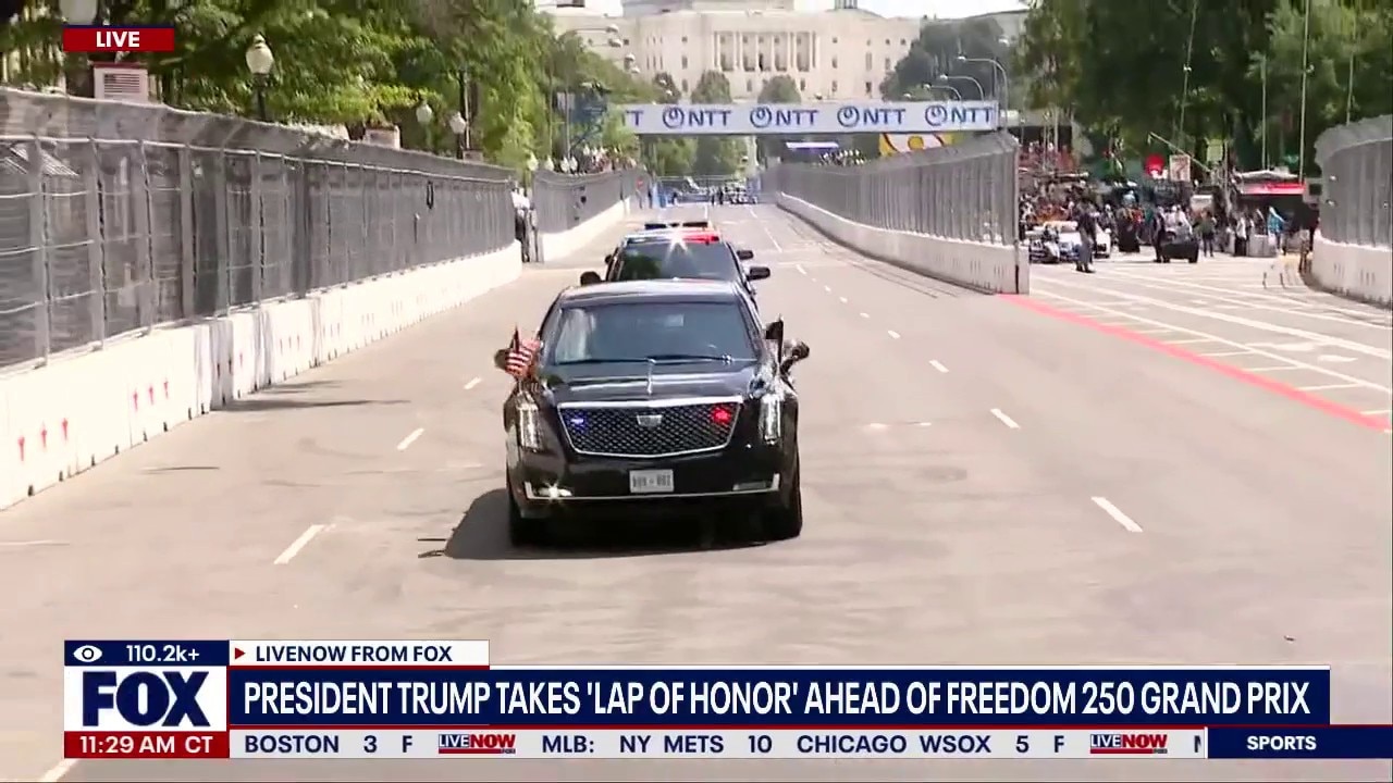 Trump takes 'lap of honor' ahead of Freedom 250 Grand Prix 